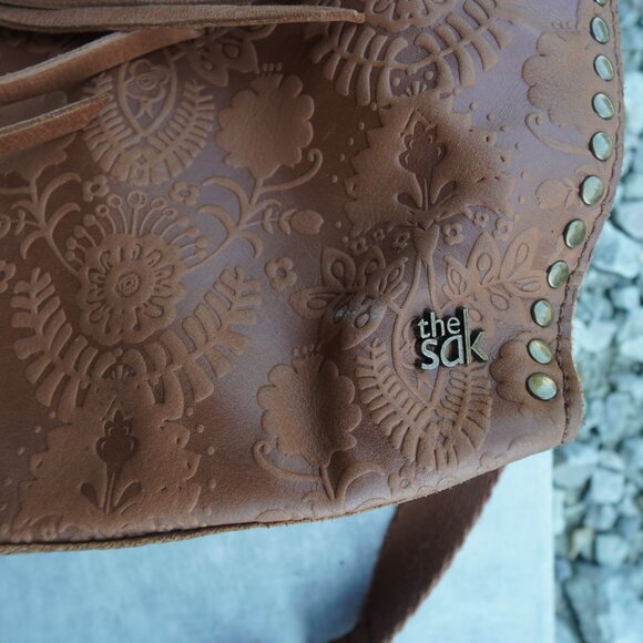 THE SAK Silverlake leather women's crossbody bag brown floral embossed - Picture 8 of 8